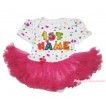 Personalize Custom White Rainbow Dots Baby Bodysuit Hot Pink Pettiskirt & Birthday Baby Name JS4588